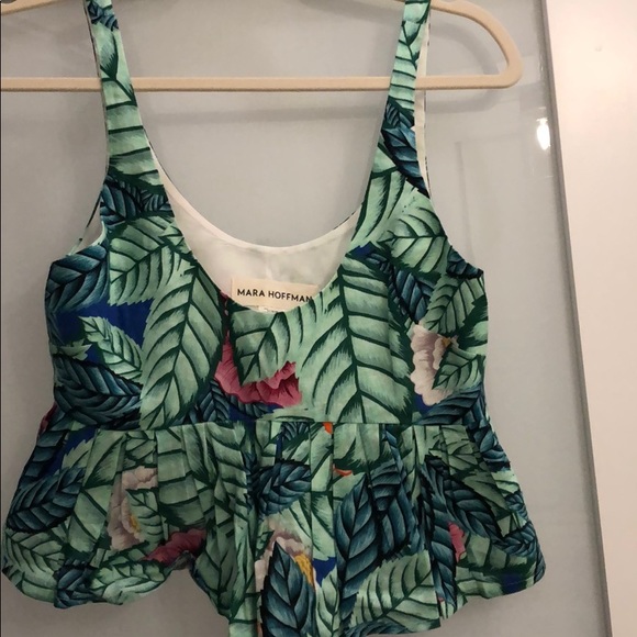 Mara Hoffman Ruffle Palm Peplum Tank Top XS - Picture 6 of 7